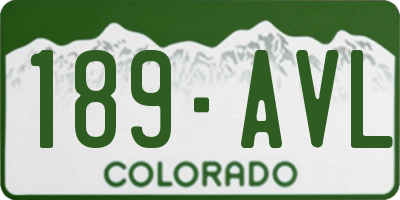 CO license plate 189AVL