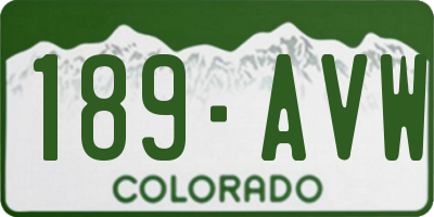 CO license plate 189AVW