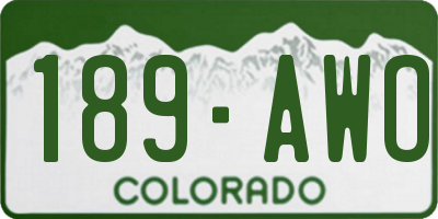 CO license plate 189AWO