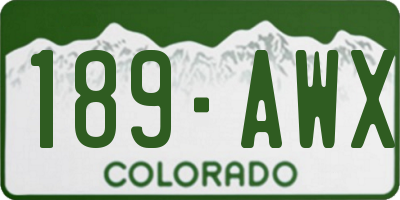 CO license plate 189AWX