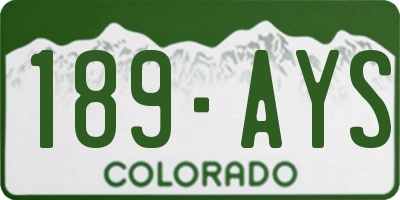 CO license plate 189AYS