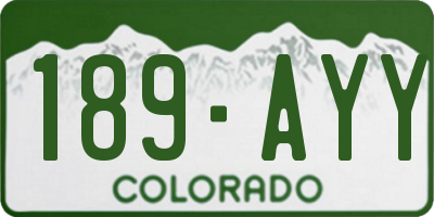 CO license plate 189AYY