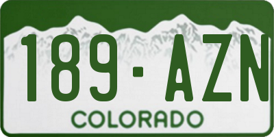 CO license plate 189AZN