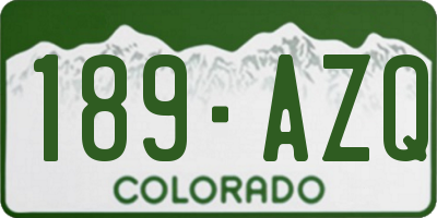 CO license plate 189AZQ