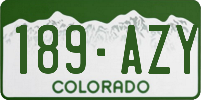 CO license plate 189AZY