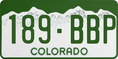 CO license plate 189BBP