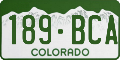 CO license plate 189BCA