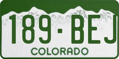 CO license plate 189BEJ