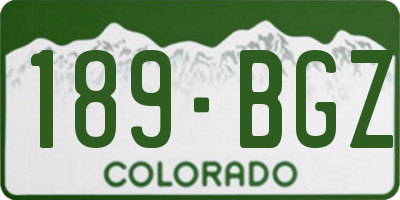 CO license plate 189BGZ