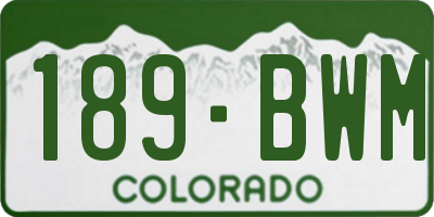 CO license plate 189BWM