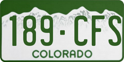 CO license plate 189CFS