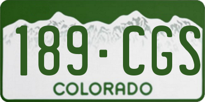 CO license plate 189CGS