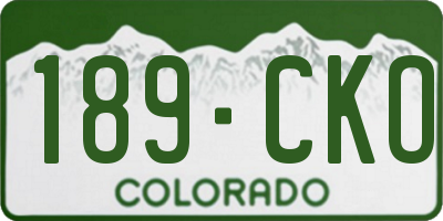 CO license plate 189CKO