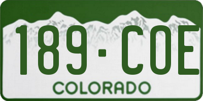 CO license plate 189COE