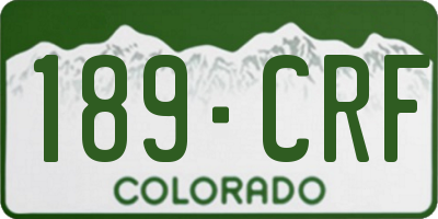 CO license plate 189CRF