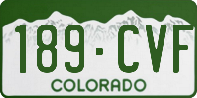 CO license plate 189CVF