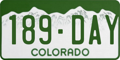 CO license plate 189DAY