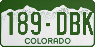 CO license plate 189DBK