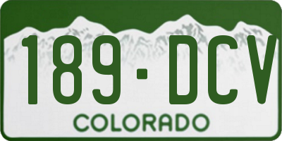 CO license plate 189DCV