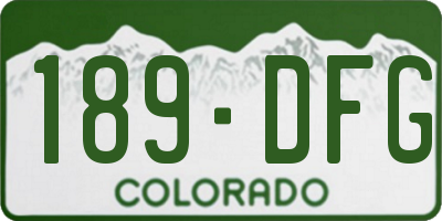 CO license plate 189DFG