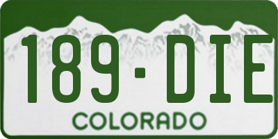 CO license plate 189DIE