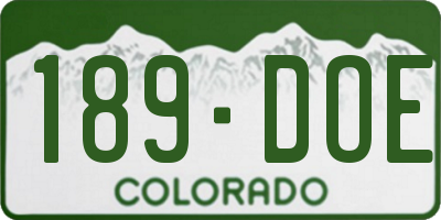 CO license plate 189DOE
