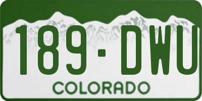 CO license plate 189DWU