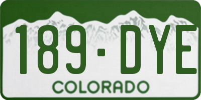 CO license plate 189DYE