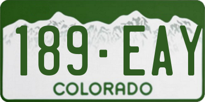 CO license plate 189EAY