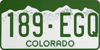 CO license plate 189EGQ