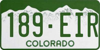 CO license plate 189EIR