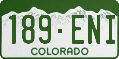 CO license plate 189ENI