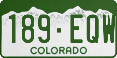 CO license plate 189EQW