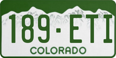 CO license plate 189ETI