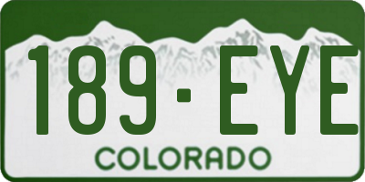 CO license plate 189EYE