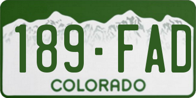 CO license plate 189FAD