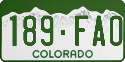 CO license plate 189FAO