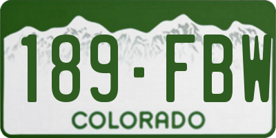 CO license plate 189FBW