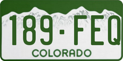 CO license plate 189FEQ