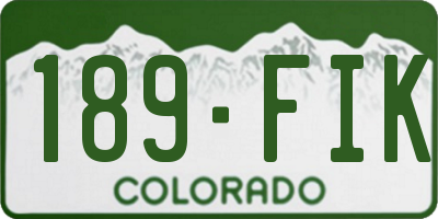 CO license plate 189FIK