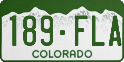 CO license plate 189FLA
