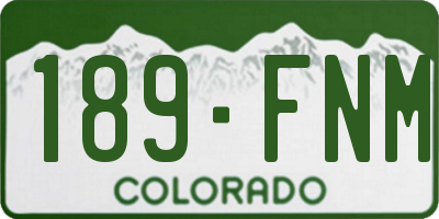 CO license plate 189FNM