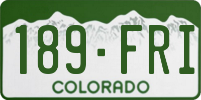 CO license plate 189FRI