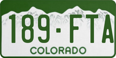 CO license plate 189FTA