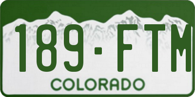CO license plate 189FTM