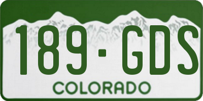 CO license plate 189GDS