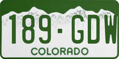 CO license plate 189GDW