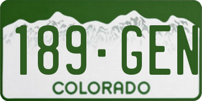 CO license plate 189GEN