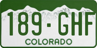 CO license plate 189GHF