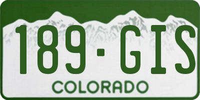 CO license plate 189GIS